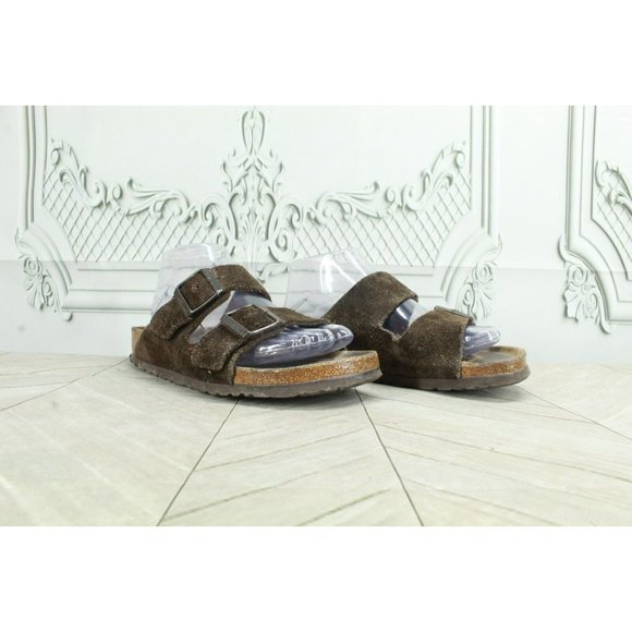 Birkenstock Arizona  Brown Suede Double-Strap Slide Sandals Size 38 US 7 - Picture 3 of 9